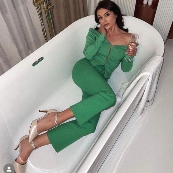 Zara Tops Zara Neon Green Stretch Fitted Corset Effect Off The